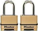 Master Lock Gold Outdoor Combination Lock, Heavy Duty Weather Resistant Padlock, Resettable Combination Lock for Outdoor Use 1.2 x 2 x 3.87 inches, 2 Pack, M175LFEC2