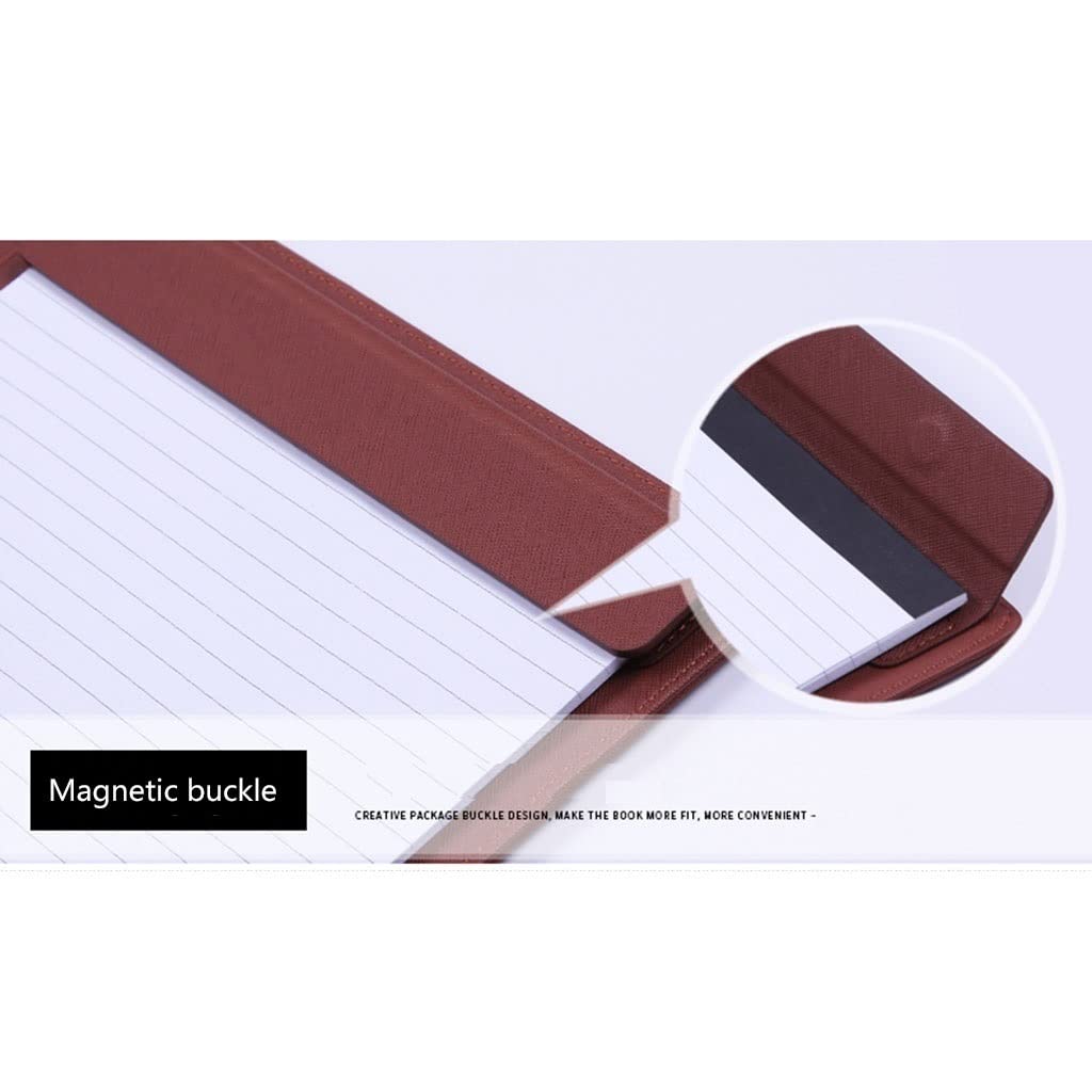 Raccoglitore Ad Anelli, A4 Padfolio, Custodia per Raccoglitore, Cartella Organizer, Cartella Aziendale con Blocco per Appunti in Pelle, Cartella per Conferenze in Pelle P,Black-with Notepad