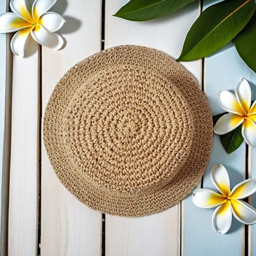 CHarmeFleur Floppy Große Strand Strohhüte für Frauen Faltsommer Breitkreis Packbare Sonnenhüte Frauenreise Stroh Fedora Hut Eimerhüte für Frau Eimerhut Sonnenhut Strohhut Damen