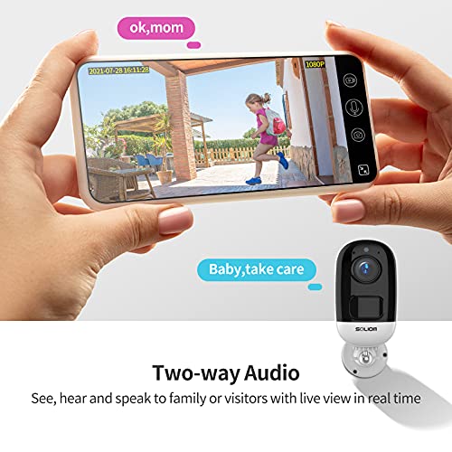 Soliom Security Camera Outdoor Wireless Battery Powered,1080P Wifi Indoor Home System With Ip67 Waterproof,Night Vision,2-Way Audio,Siren Alarm,Motion Sensor,Schedulable Working Time B06 #TOP3