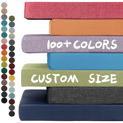 ROFIEJOX Custom Regular Bench Cushion - Personalized Comfort, Durability, Waterproof, Color, and Style Fabric - Indoor/Outdoor Long Seat Furniture, 50A High-Density Resilience Sponge