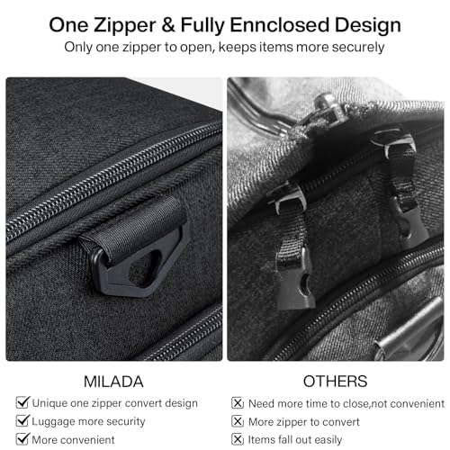 MILADA Convertible 2-in-1 Garment Duffel Weekender Bag Carry On Garment Bags for Travel Hanging Clothes Suit Bag Foldable Personal Item Business Overnight Bag with Shoe Compartment, Black3