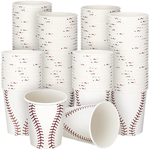 Teling 100 Pcs Baseball Party Supplies Disposable Paper Cups 9oz Cups for Sports Baseball Party Decorations Paper Drinking Cup for Birthday Favors by Teling - Used condition - US$10.76