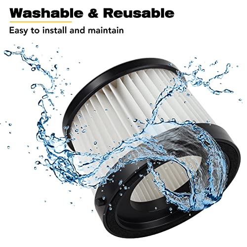 Image of DCV501HB Filter For DEWALT 20V Vacuum Cordless Handheld Vacuum DCV501HB with 1 Cleaning Brush - Compared to Part # DCV5011H - Washable and Reusable (2 Pack)