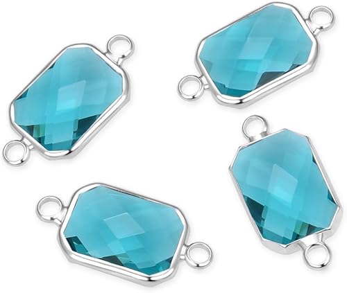 Miniatura 10 de Adabele 10pcs grado A septiembre zafiro azul piedra natal conector rectángulo de corte radiante enlace 0.551 in plateado plata cristal Rhinestone