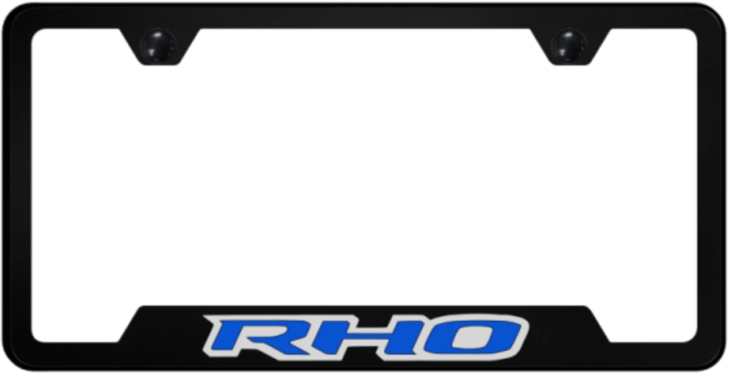 Au-TOMOTIVE GOLD, INC. Officially Licensed UV Print on Black Polycarbonate Notched License Plate Frame for Ram RHO (Blue)