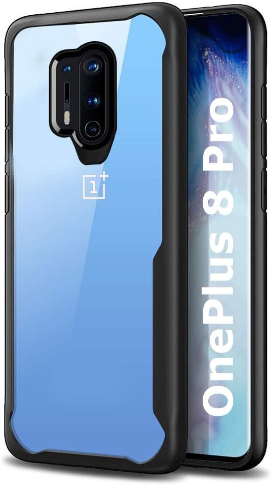 REALCASE OnePlus 8 Pro Back Cover Stylish | Transparent Clear Gel Premium TPU Shockproof Bumper | Back Case Cover for Oneplus 8 Pro (B Black)