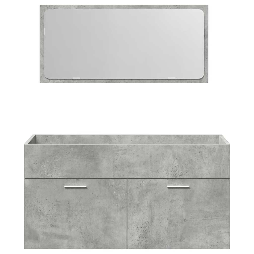 Set Mobili Bagno Sospesi 3 Pz Grigio Cemento in Truciolato | Arredo salvaspazio per la stanza da bagno con specchio e armadietti sospesi per organizzare i prodotti di bellezza.