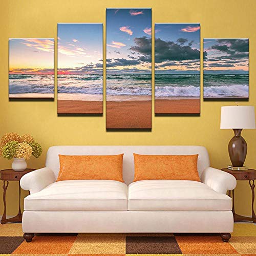 Toile impression peinture plage pour s'évader depuis son salon - 6