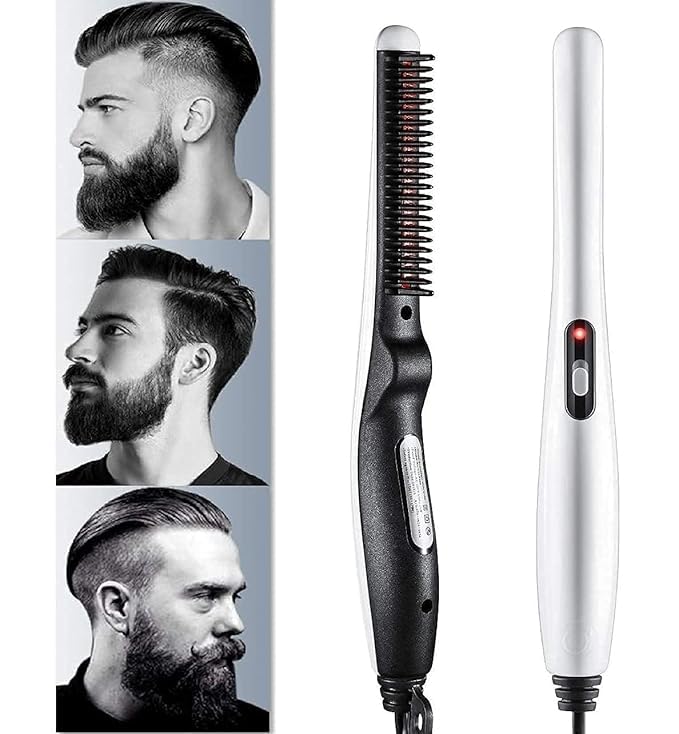 SHOPECOM Quick Hair Styler for Men Electric Beard Straightener Massage Hair Comb Beard Comb Multifunctional Curly Hair Straightening Comb Curler Beard Straightener For Men