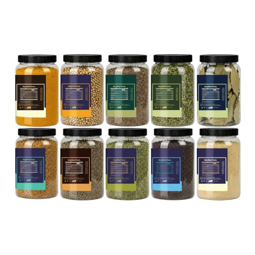 Image of LILA DRY FRUITS Indian Kitchen Pro Spices Masala Combo | Haldi, Dhania, Jeera, Saunf, Rai, Methi Dana, Kasuri Methi, Tej Patta, Ajwain & Sonth 100 Gms Each