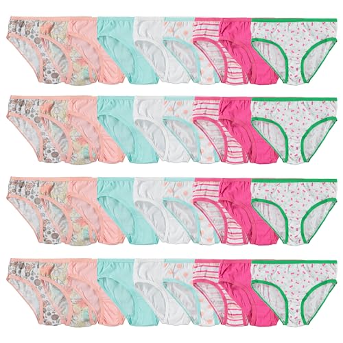 BILLIONHATS 36 Pieces of Wholesale Bulk Girls Cotton Colorful Panties Underwear Children, Mixed Assorted Sizes 4-14