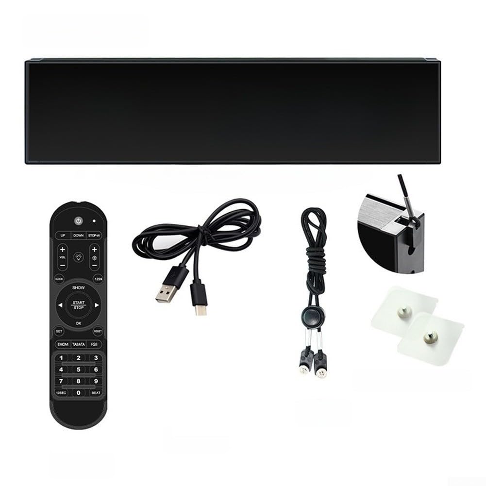 Minuteur de fitness avec télécommande sans fil, compte à rebours LED à 6 chiffres pour entraînement de gym, modes Tabata EMOM, cadre en alliage d'aluminium, rechargeable de type C (vert)