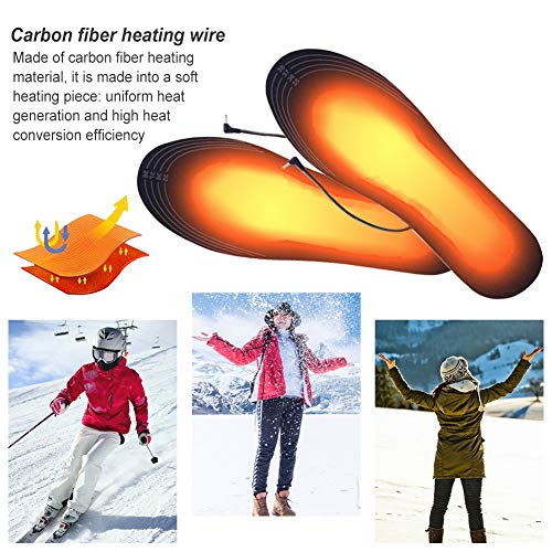 Nuonove Heated Insoles Sole Warmer Foot Warmer Heat Sole Shoe Heating Thermal Insoles with USB Rechargeable Size 41/46 Black - Image 7