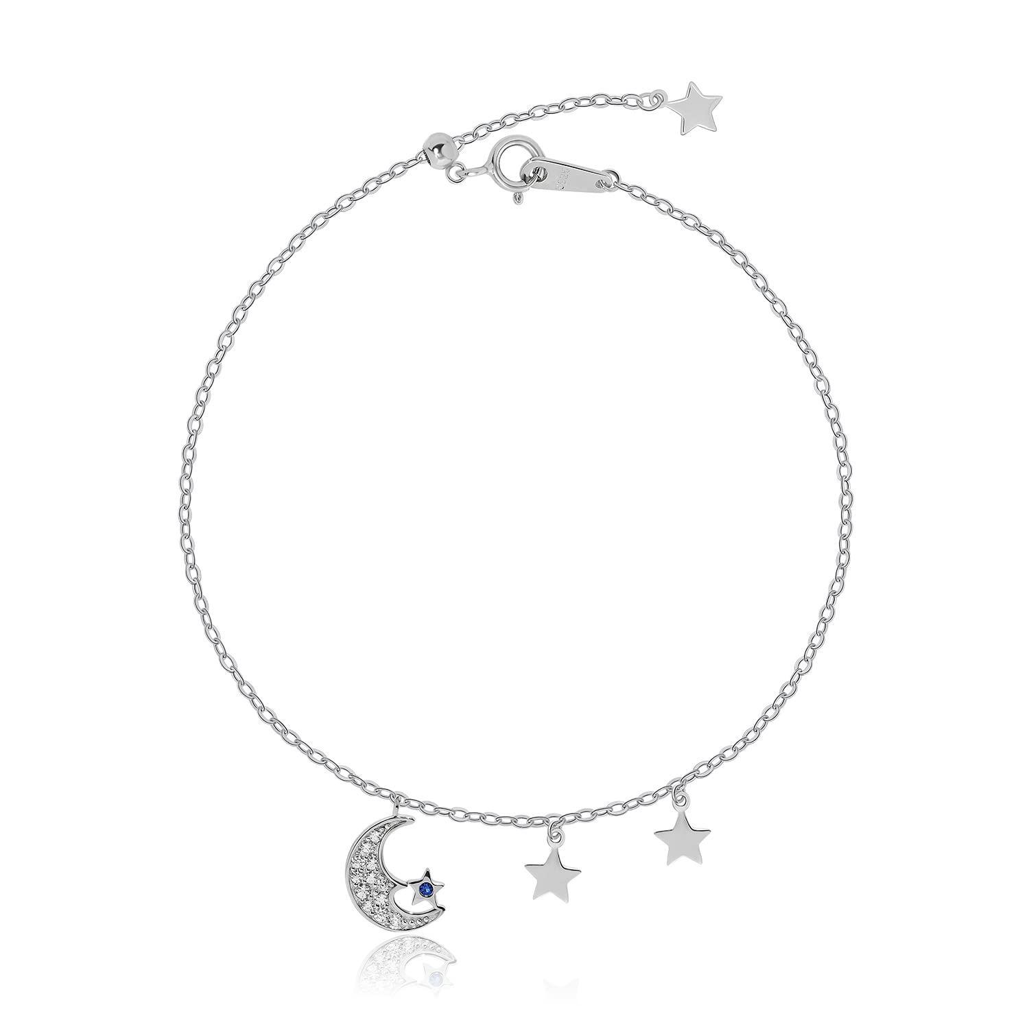 Meissa Bracciali in argento per le donne Mamma Bracciale Luna e Stella Bracciale con Cubic Zirconia per le ragazze, Argento