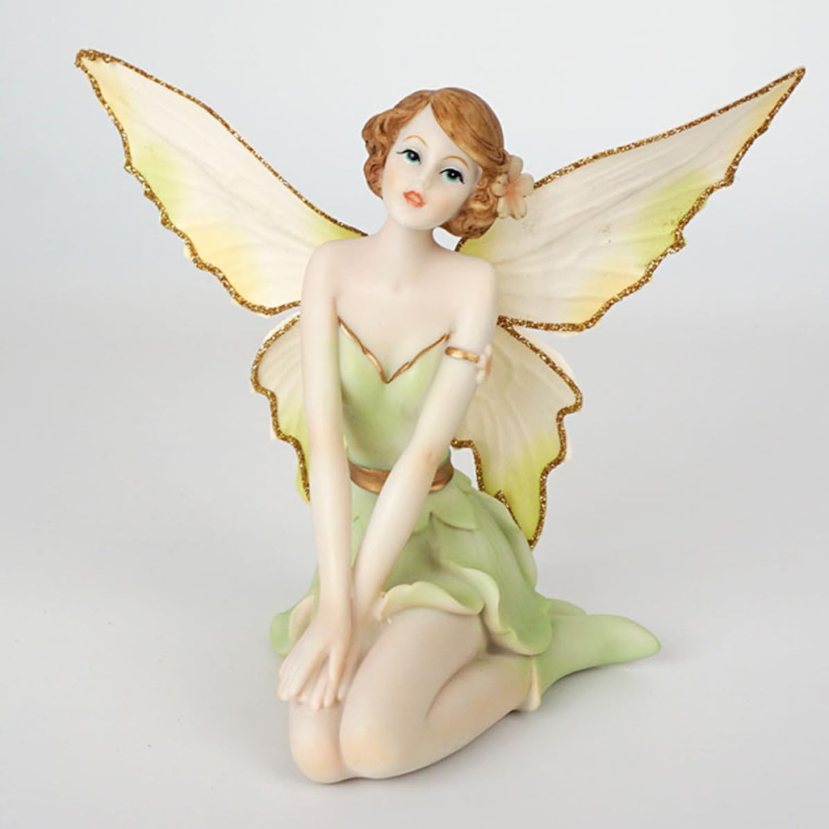 Figura de Ángel de Resina Pintada a Mano, Decoración Elegante para Dormitorio o Boda, Obsequio para Niñas y Manualidades