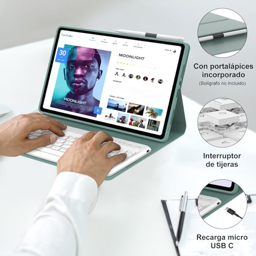 Teclado para Redmi Pad 2 Pro 12.1" 2025 Funda de Protección Integral con Teclado Español Ñ 5