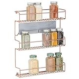mDesign Estantería metálica – Especieros de Cocina autoadhesivos con 3 Niveles para Montaje en Pared – Ideal como Organizador de Especias para la Cocina y la despensa – Color Cobre