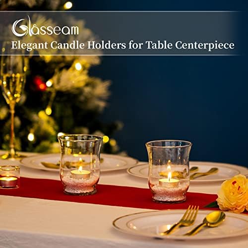 Glass Votive Candle Holders, 6 Pcs Hurricane Tealight Candle Holder Bulk, Wedding Centerpieces for Reception Tables for Wedding Proposal, Birthday, Spa, Aromatherapy, Meditation, Parties