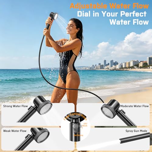 Ducha portátil para camping, bomba recargable de 8000mAh con pantalla LED inteligente y cabezal filtrado para uso en exteriores miniatura 4