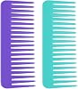2 pcs Large Detangling Comb, Wide Tooth No Handle Detangler Styling Shampoo Comb for Curly Wet Dry Hair Thick Fine Womens Girls (Light Green, Purple)