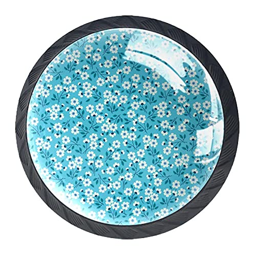 Boutons de tiroir en verre poignée de meuble fleur multicolore x4