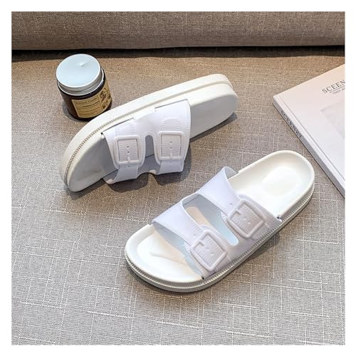 Sliders Women Cute Slippers Female Summer Sandals Outside Wear Indoor Home Soft Bottom Sandals Slippers Women(White,36-37)4