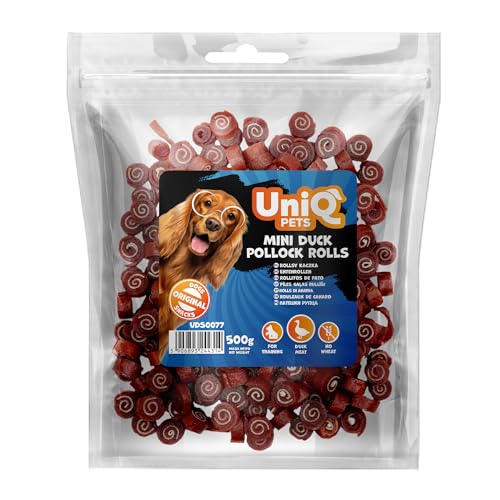 UniQ Pets Hundeleckerli glutenfrei mit Ente weiche 500g Hundesnacks für kleine Hunde große Welpen Trainingsleckerli kalorienarme Leckerli Hund Leckerlis Kaustangen
