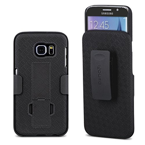 Aduro Galaxy S6 Case, Shell & Holster Combo Case Super Slim Shell Case w/Built-in Kickstand + Swivel Belt Clip Holster for Samsung Galaxy S6