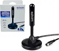 Antena TV Digital Amplificada HDTV/UHF/VHF Interna Externa FULL HD HDTV 4K Base Magnética Imã 4Dbi 5 metros