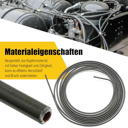 Hoypeyfiy 5 m Bremsleitung Durchmesser 4,75 mm, 20 Schrauben und 10 Verbinder, 3/16 Zoll Bremsleitungssatz für Bördelgerät