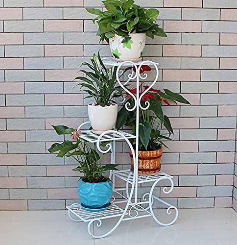 4 Tier Plant Stands for Indoors and Outdoors, Flower Pot Holder Shelf for Multi Plants, Black Metal Plant Stand for Patio L-32 x W-10 x H-29 inches (4 Tier White)
