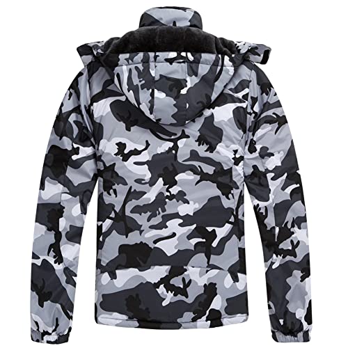 Jingangjin 1858 BLACK CAMO XL Men'S Mountain Waterproof Ski Jacket Winter Windbreaker Warm Hooded Snowboarding Raincoat Jackets thumb #1