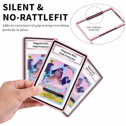 Matlir Magnetic BGS Slab Protector - UV Protection Tempered Glass & Aluminum Metal Bumper for 35PT Beckett Graded Cards, 9-Point Secure Lock Display Guard with Padding Stickers for Stability (Pink) by Matlir - Used condition - Image 6