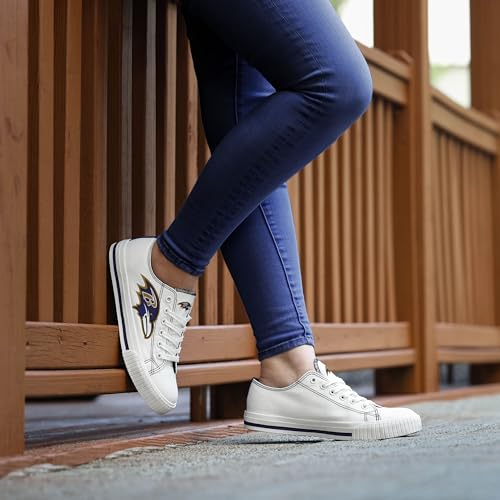 Image of FOCO NFL Womens NFL Ladies Fashion Team Big Logo Low Top White Canvas Sneakers Shoes