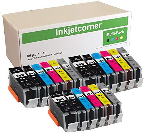Inkjetcorner Cartuchos de tinta compatibles de repuesto para PGI-250XL CLI-251XL 250XL 251XL para uso con iP8720 MG7120 MG7520 MG6320 (paquete de 18)