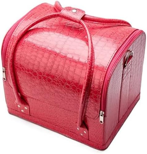 GriMei メイクボックス 大容量 おしゃれ 化粧ポーチ puレザー 化粧箱 プロ仕様 コスメボックス 3段トレイ 化粧箱 化粧ボックス コスメ収納 メイク道具 軽量 化粧品収納ボックス 持ち運びに便利 (E)