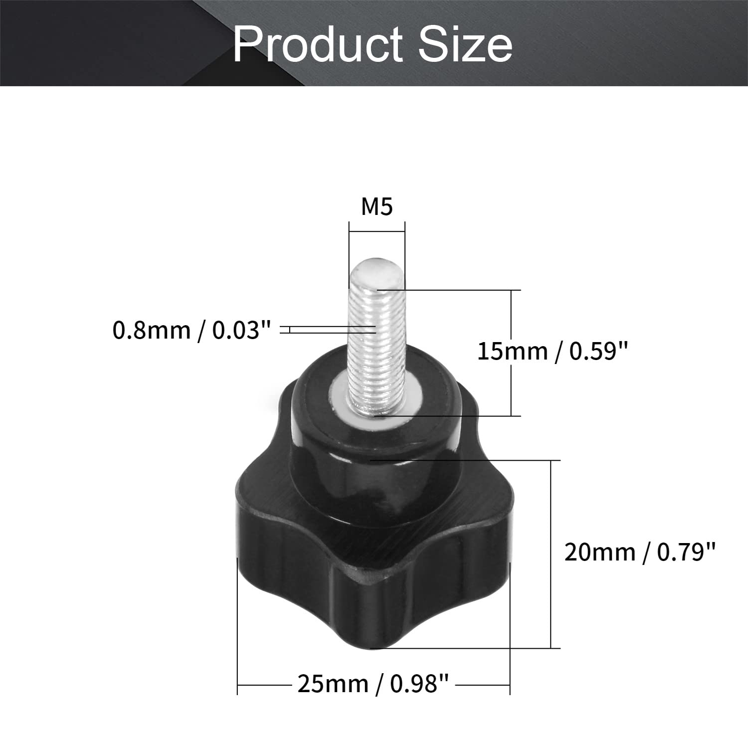 Othro 12x20 Poignée De Serrage à Filetage Feelle, Boutons étoiles En