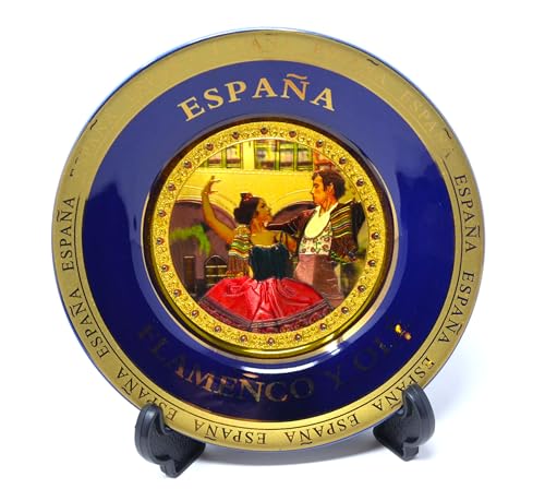 15,5 cm Deko-Teller für spanische Küche, Dekoration für Innenwände, Spanien, zum Aufhängen an der Wand, spanische Flamenco-Tänzerin, gepunktetes Kleid, Fächer Sevillana