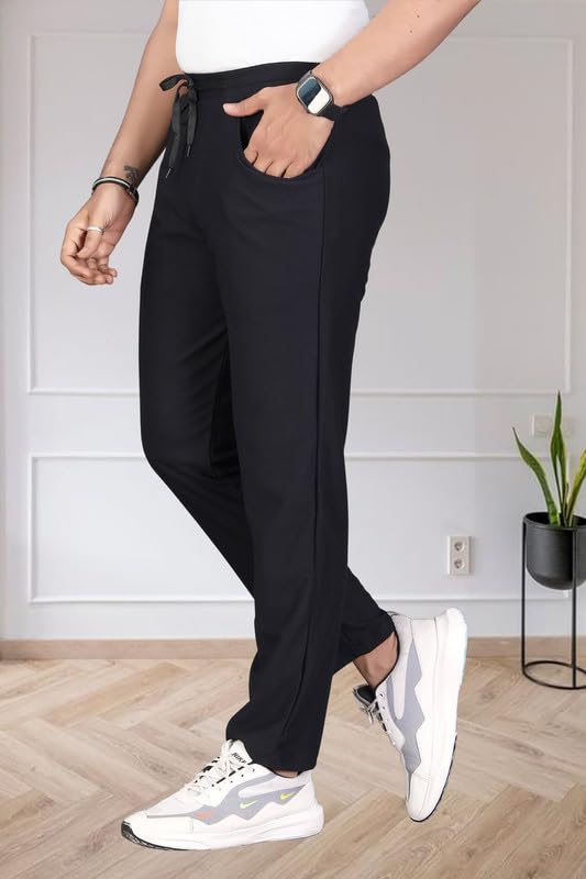 Image of HOODMASTER Men's Polyester Blend Track Pant with Drawstring Classic Style Regular Fit Solid Pattern and Standard Length | Mens Casual Daily Use Track Pants | Soft Fabric Modern Casual Track Pant