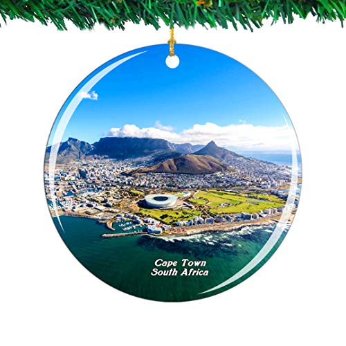 Weekino South Africa Cape Town Christmas Ornament City Travel Souvenir Collection Double Sided Porcelain 2.85 Inch Hanging Tree Decoration