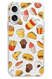 Blingy's for iPhone 17 Case, Fun Food Pattern with Taco Pizza Fries Sushi Cute Cartoon Design Transparent Soft TPU Protective Clear Case 6.3 inch (Happy Fast Food)