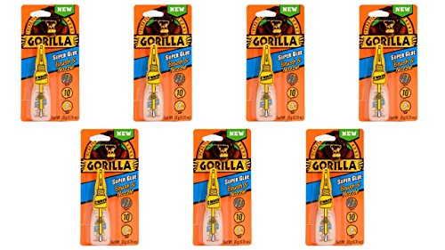 Gorilla Super Glue with Brush & Nozzle Applicator, 10 Gram, Clear, (Pack of 7)