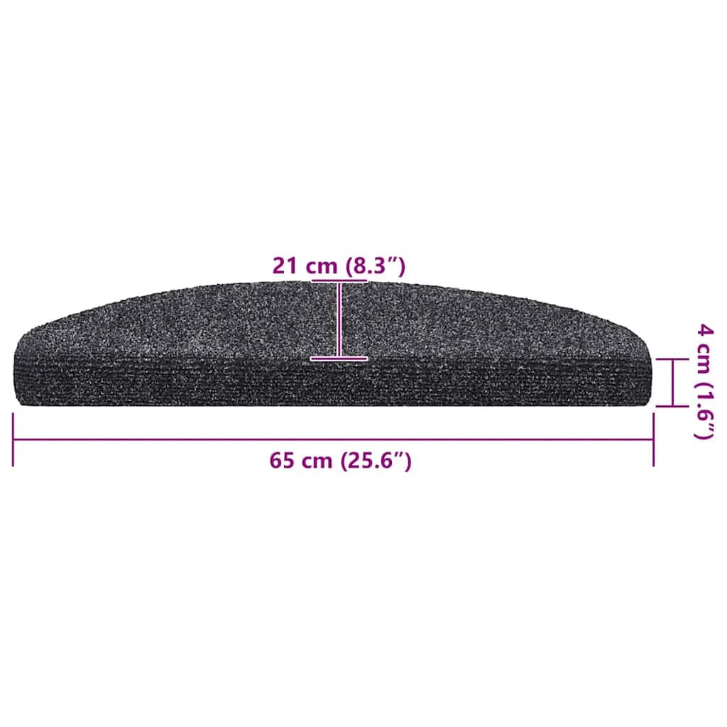 Lot de 20 tapis d'escalier autocollants - 65 x 21 x 4 cm - Gris foncé - Semi-circulaires - Antidérapant - Avec protection antidérapante - Pour escalier en bois, escalier en pierre, intérieur