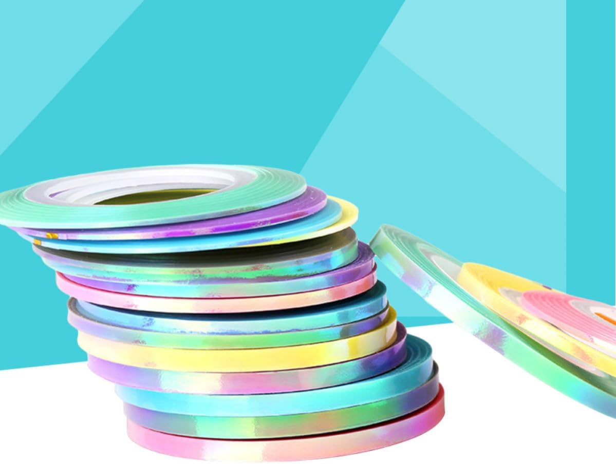 18 Rolls Shining Nail Art Tape PP Striping Line Self Adhesive