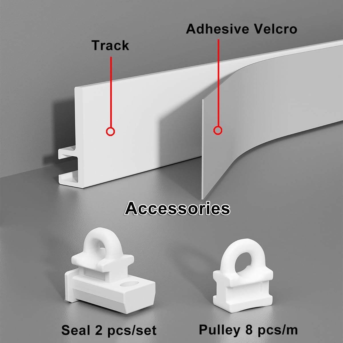 Ensemble de rails de rideaux auto-adhésifs pour plafond et mur – 240 cm sans perçage pour chambre/bureau/salon – Système de rails facile à installer