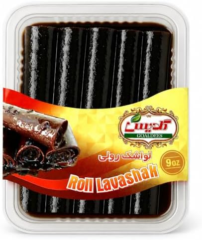 GOALDEES Roll Lavashak Pomegranate Juicy Sour Fruit Leather Persian Snack Middle Eastern Halal Bold Flavor Timeless Tradition (1 Pack, 250, Gram)