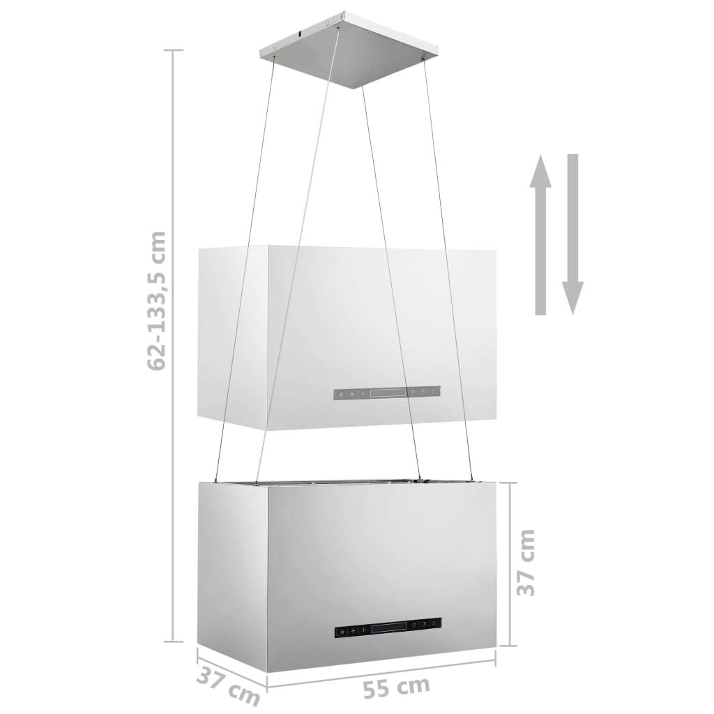 vidaXL Cappa da Cucina ad Isola Sospesa LCD con Sensore 55 cm Acciaio