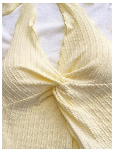 MakeMeChic Women's Backless Halter Top Twist Deep V Neck Sexy Cute Summer Tank Top3