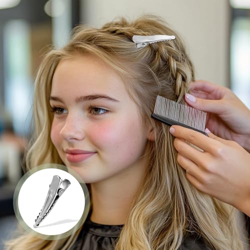80 Pinzas de Cabello Aligator de Metal Plateado miniatura 4